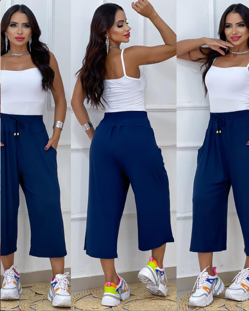 Calça Pantacourt – Azul