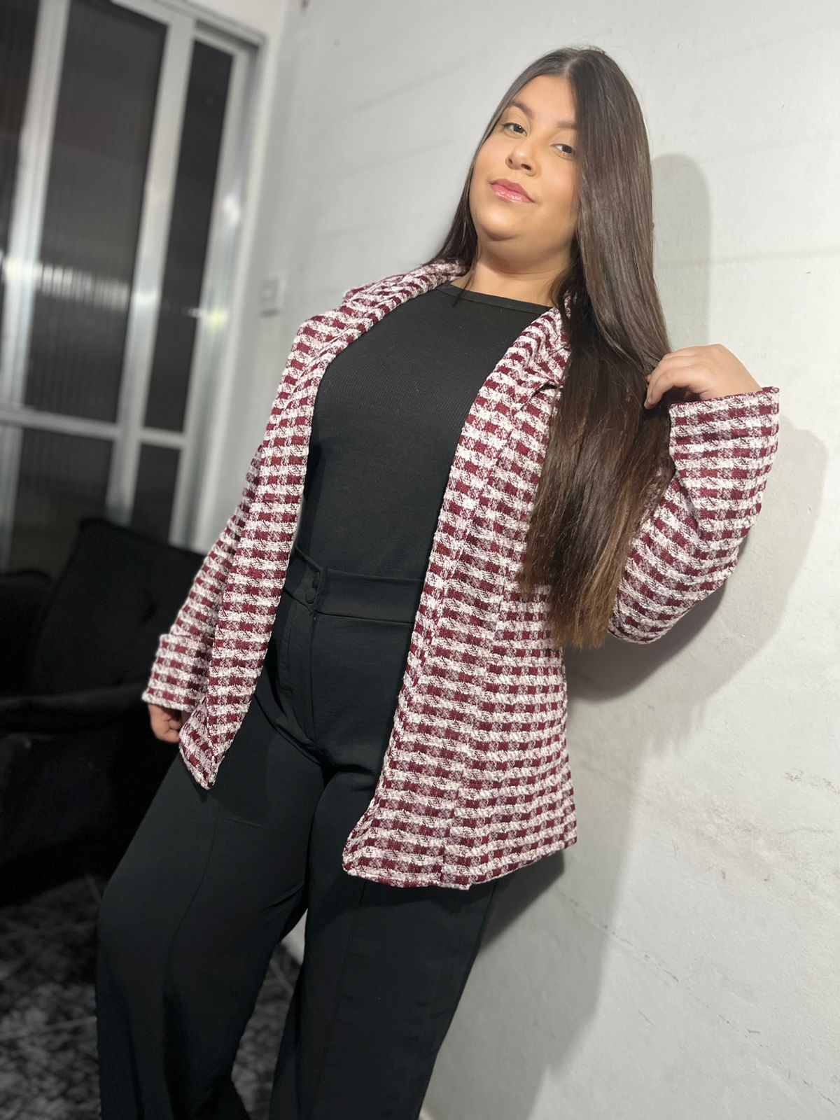 Casaco Xadrez Plus – Vermelho e Branco