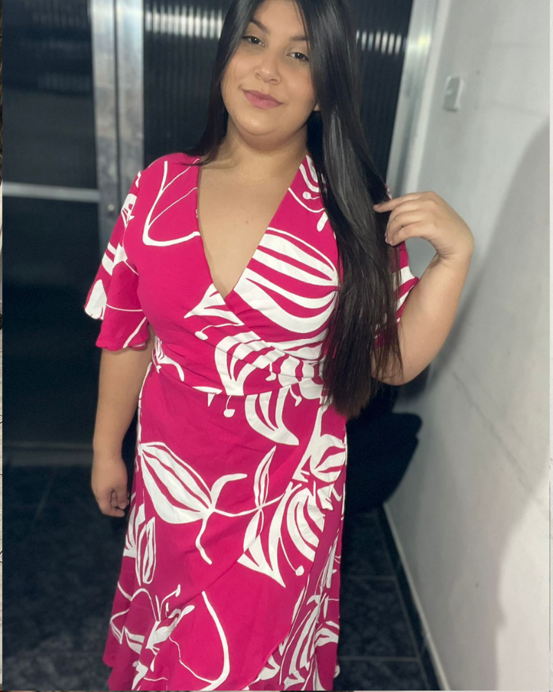 Vestido Transpassado – Cores Pink e Preto