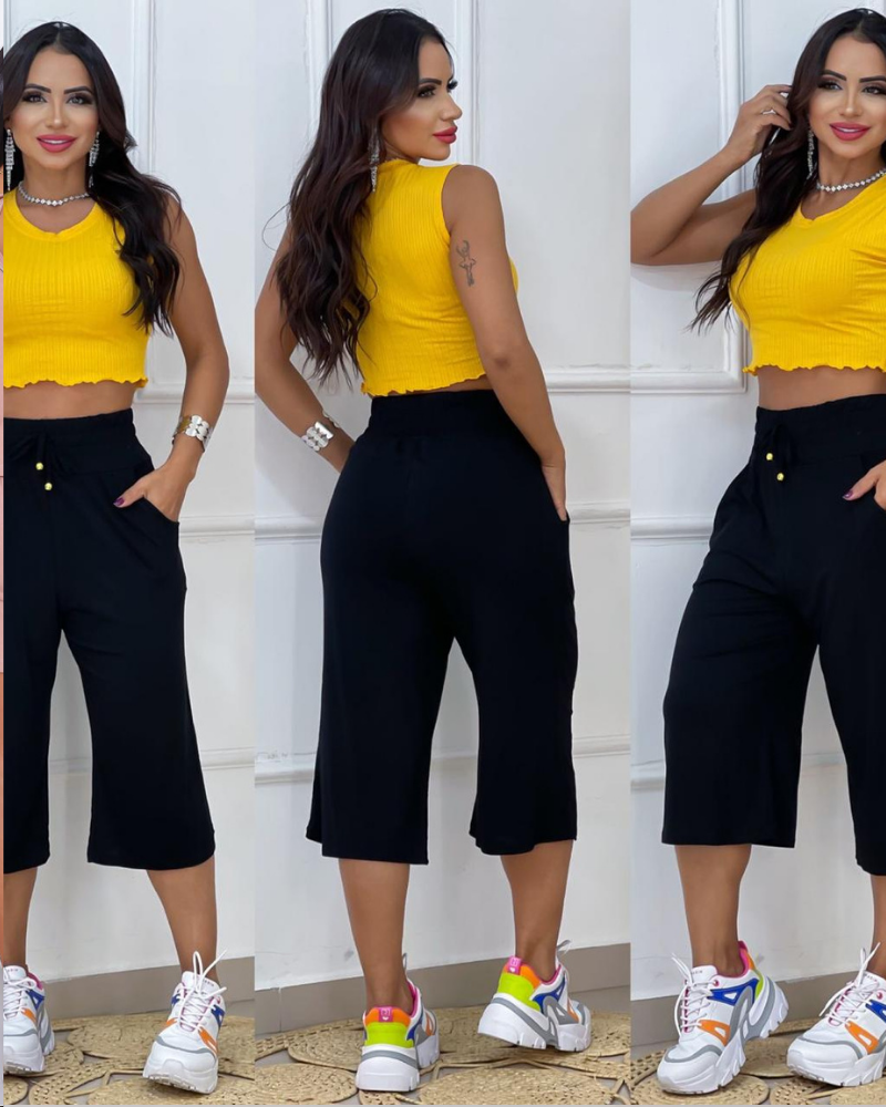 Calça Pantacourt – Preta